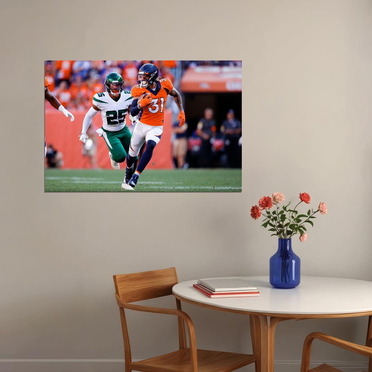 Denver Broncos Justin Simmons 31 American Football Player Poster Wall Art Print Home Wall Decor - xonomax