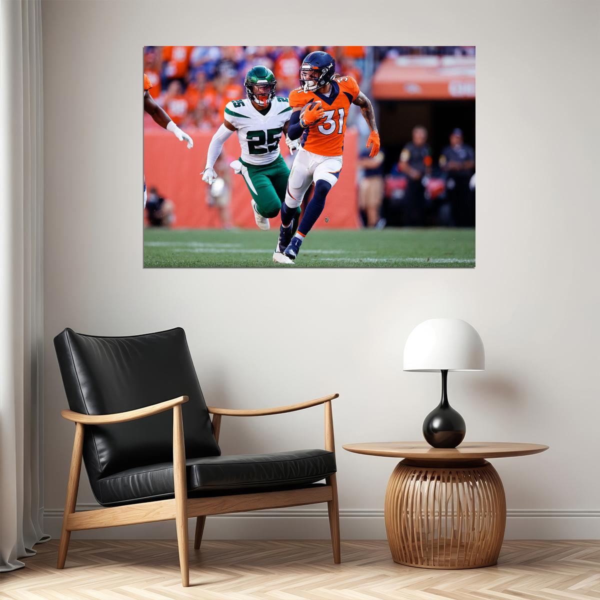 Denver Broncos Justin Simmons 31 American Football Player Poster Wall Art Print Home Wall Decor - xonomax