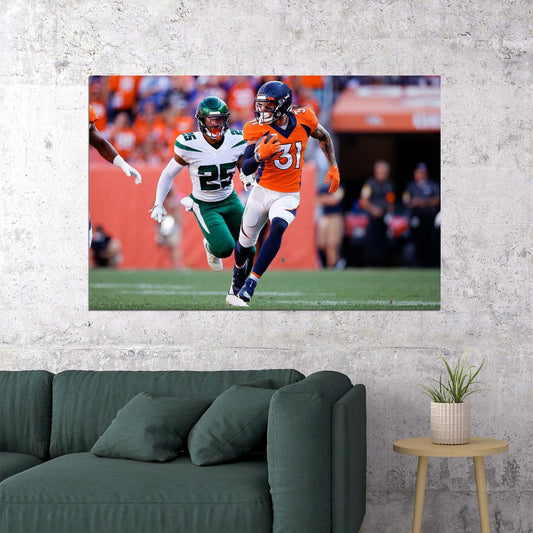 Denver Broncos Justin Simmons 31 American Football Player Poster Wall Art Print Home Wall Decor - xonomax
