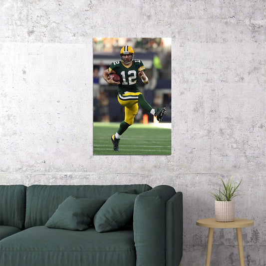 Aaron Rodgers Feet In The Air Green Bay Packers Poster Wall Art Print Home Wall Decor - xonomax