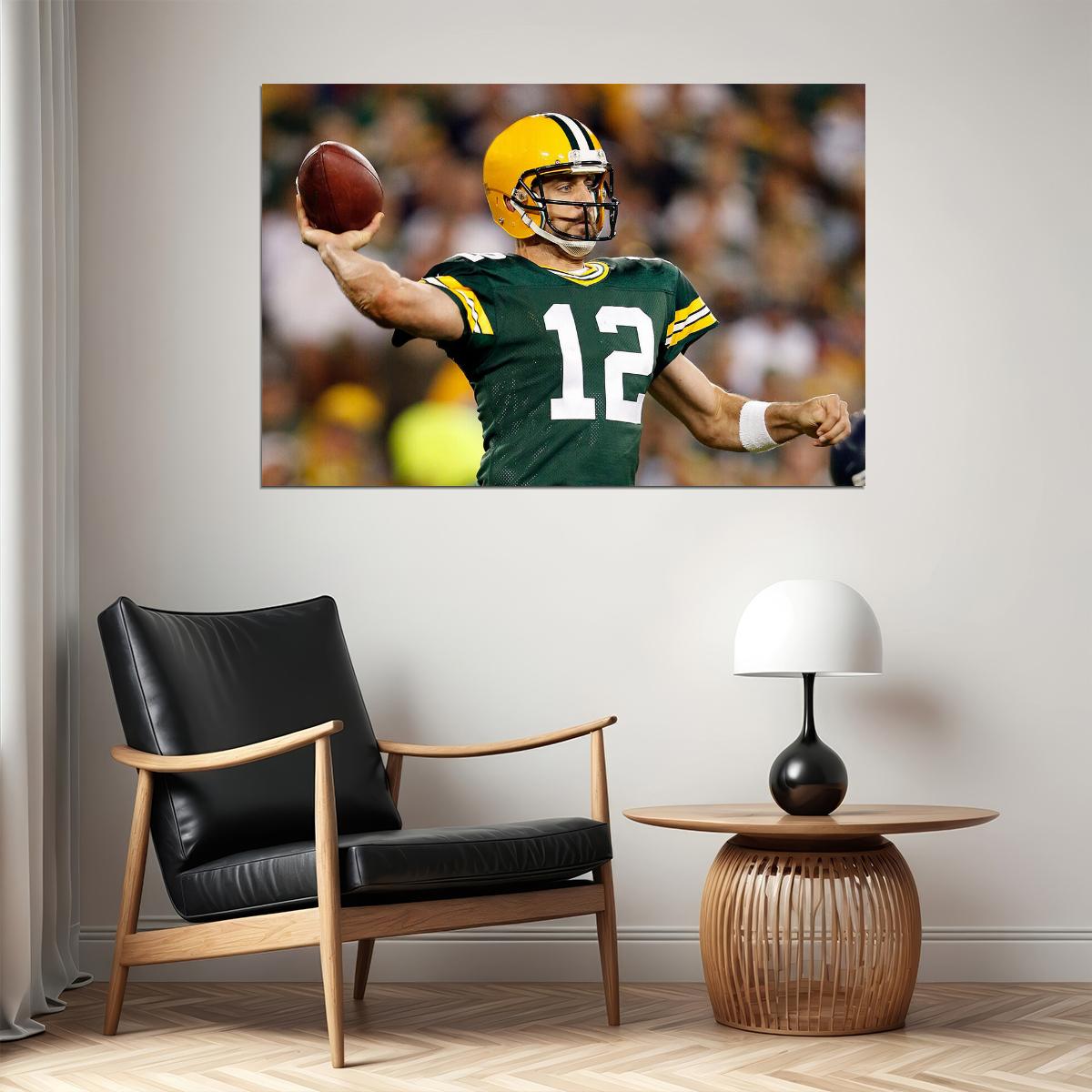 American Football Player Green Bay Packers Aaron Rodgers Poster Wall Art Print Home Wall Decor