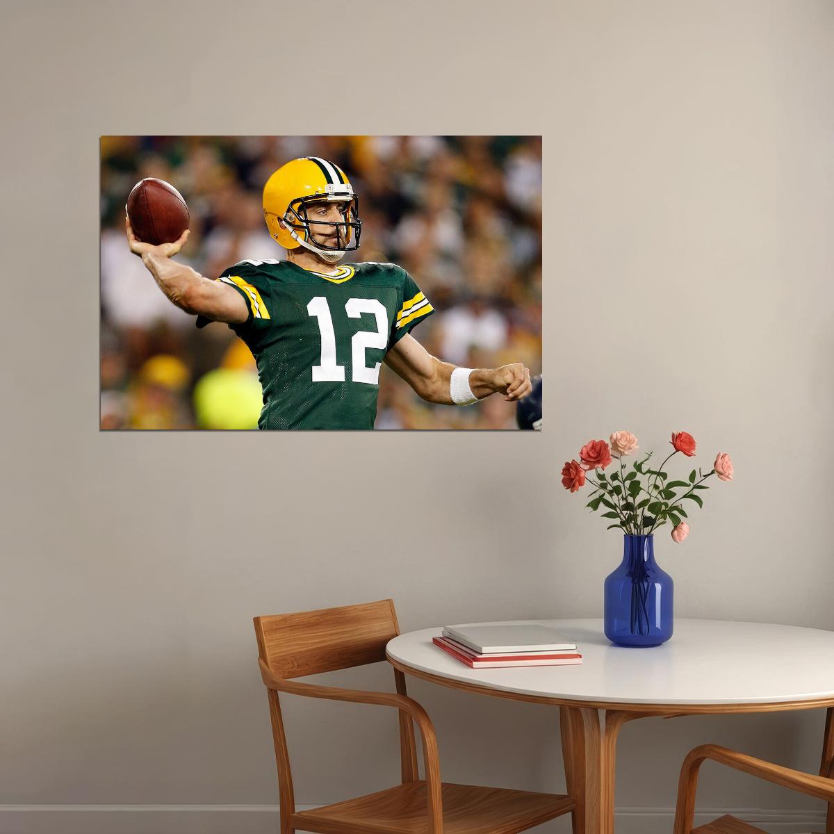 American Football Player Green Bay Packers Aaron Rodgers Poster Wall Art Print Home Wall Decor