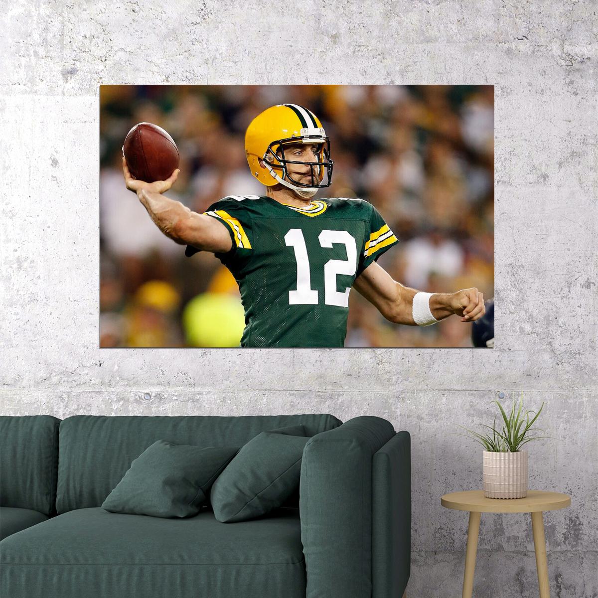American Football Player Green Bay Packers Aaron Rodgers Poster Wall Art Print Home Wall Decor