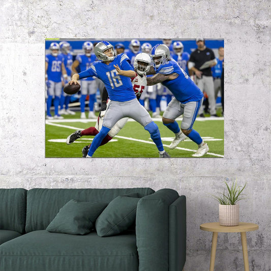 Detroit Lions Jared Goff American Football Player 16 Sport Poster Wall Art Print Home Wall Decor - xonomax
