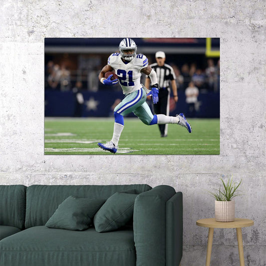 Run Ezekiel Elliott Dallas Cowboys American Football Poster Wall Art Print Home Wall Decor - xonomax