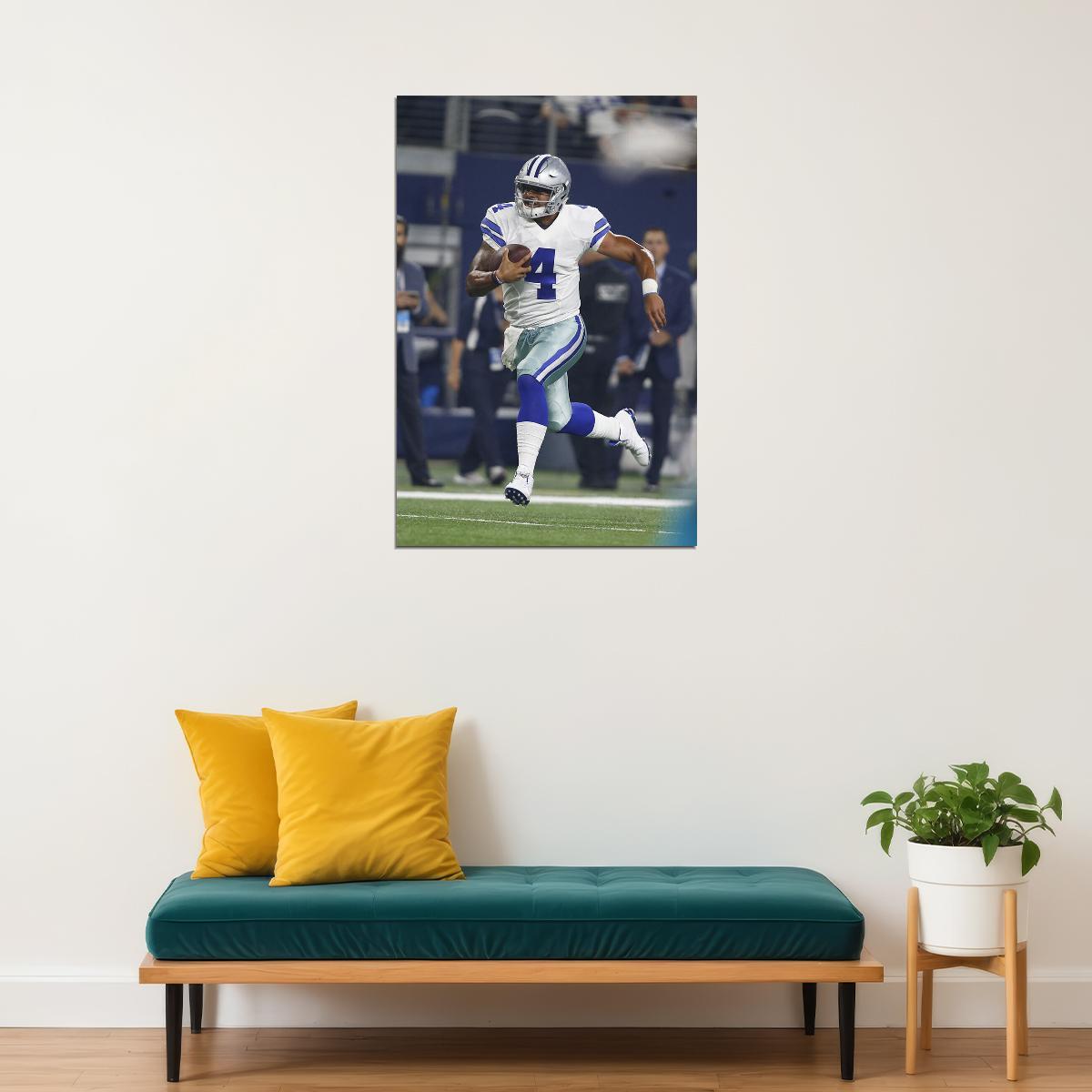 Dallas Cowboys Dak Prescott 4 American Football Player Poster Wall Art Print Home Wall Decor