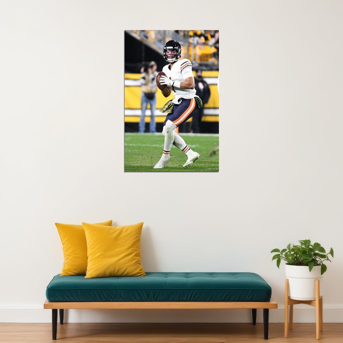 Chicago Bears Justin Fields American Football Player Sport Poster Wall Art Print Home Wall Decor - xonomax