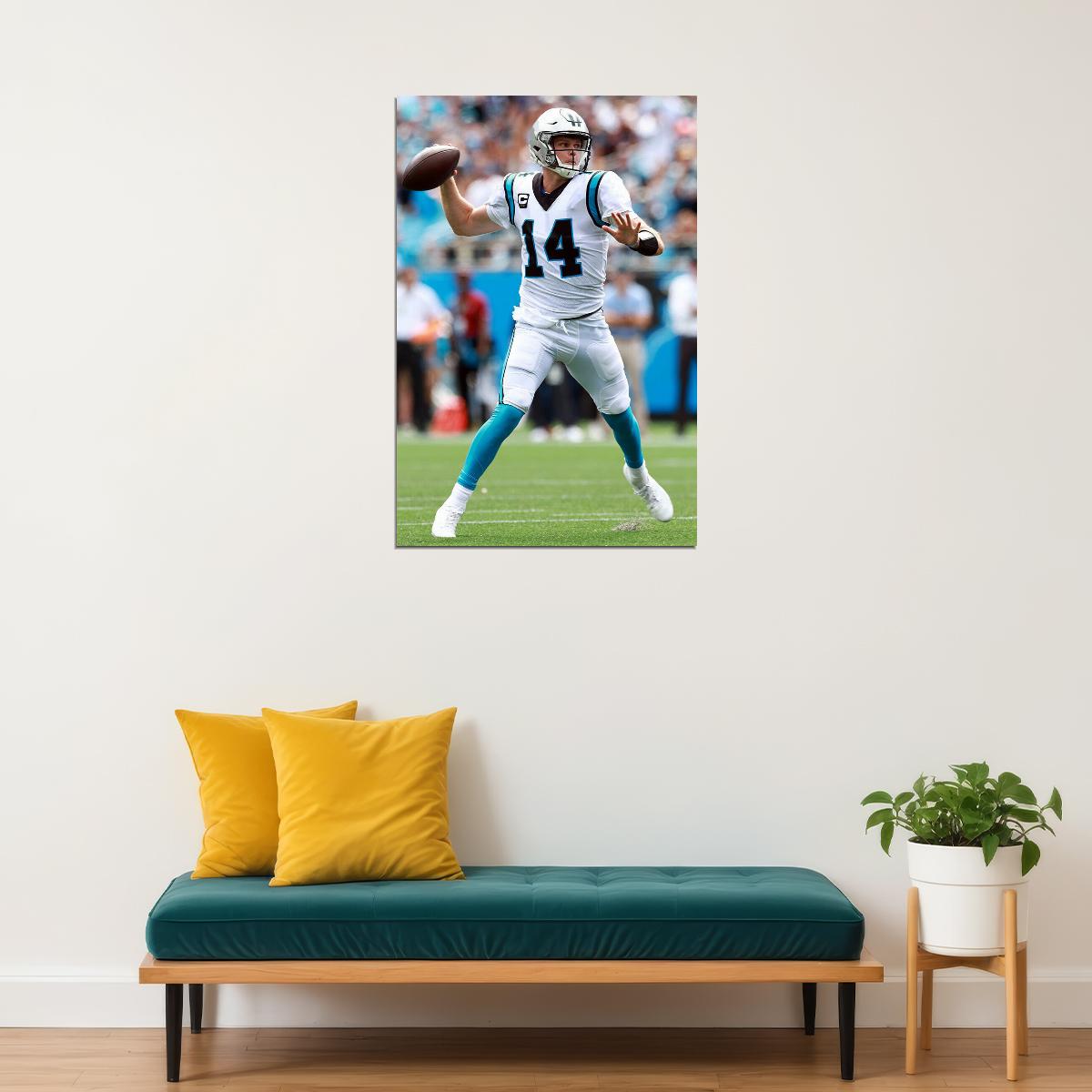 Carolina Panthers Sam Darnold 14 American Football Player Poster Wall Art Print Home Wall Decor - xonomax