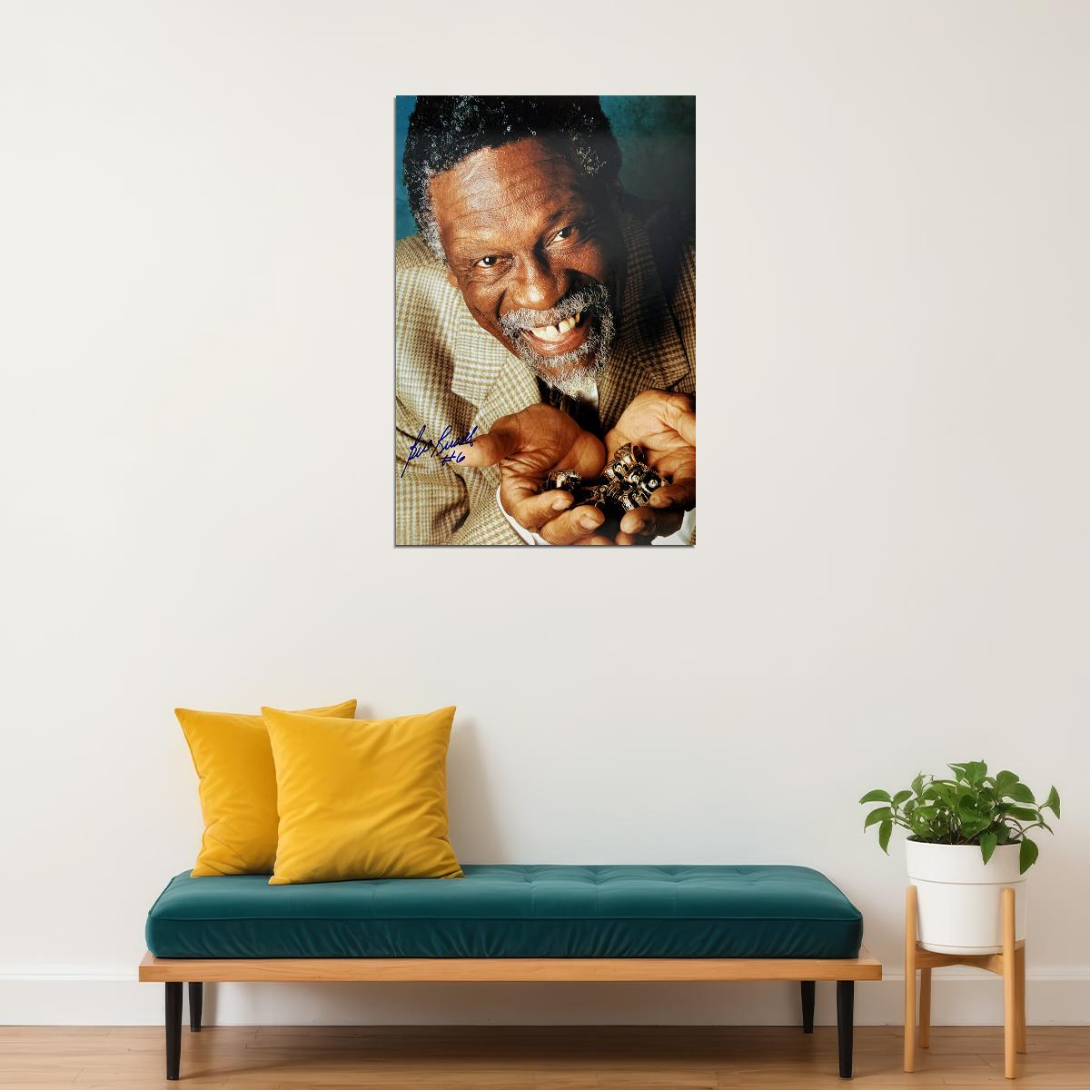 Bill Russell Old Basketball Pivot Player Sport Poster Wall Art Print Home Wall Decor - xonomax
