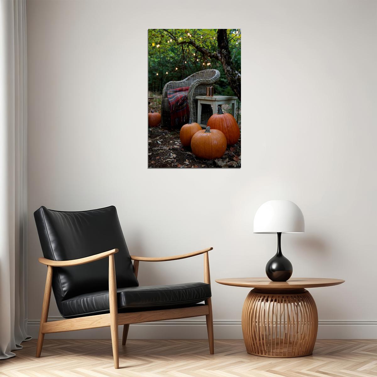 Pumpkins Willows Autumn Garden Fall Floral House Garden Poster Wall Art Print Home Wall Decor - xonomax