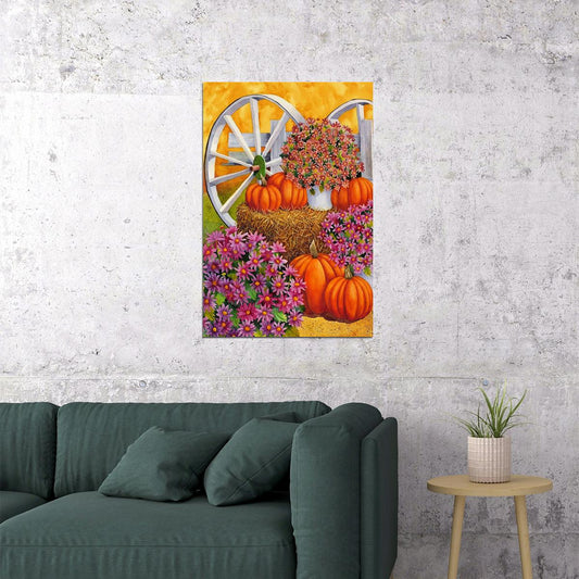 Harvest Bridge Autumn Pickup Truck Fall House Garden Flag Poster Wall Art Print Home Wall Decor - xonomax