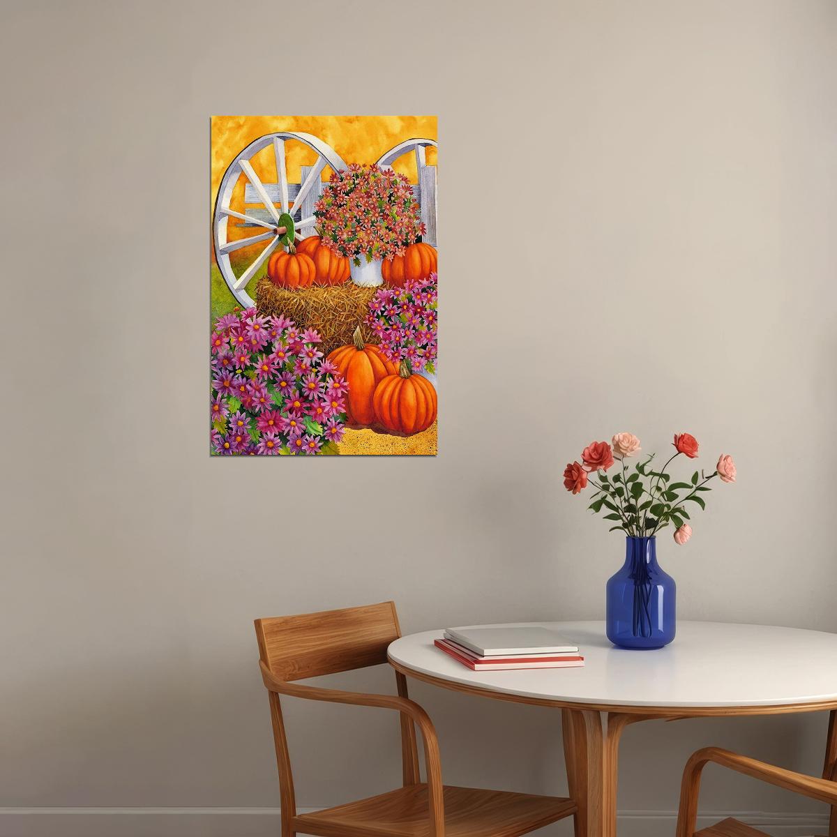 Harvest Bridge Autumn Pickup Truck Fall House Garden Flag Poster Wall Art Print Home Wall Decor - xonomax