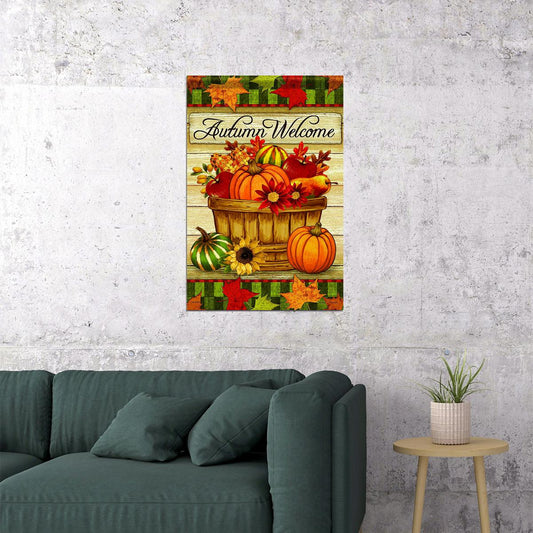 Pumpkin Welcome Garden Thanksgiving House Garden Flag Poster Wall Art Print Home Wall Decor - xonomax