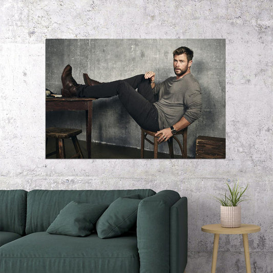 Chris Hemsworth Australian Cinema Actor Famous Artist Poster Wall Art Print Home Wall Decor - xonomax