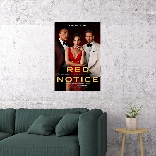 Red Notice Movie Action Adventure Thriller Poster Wall Art Print Home Wall Decor - xonomax