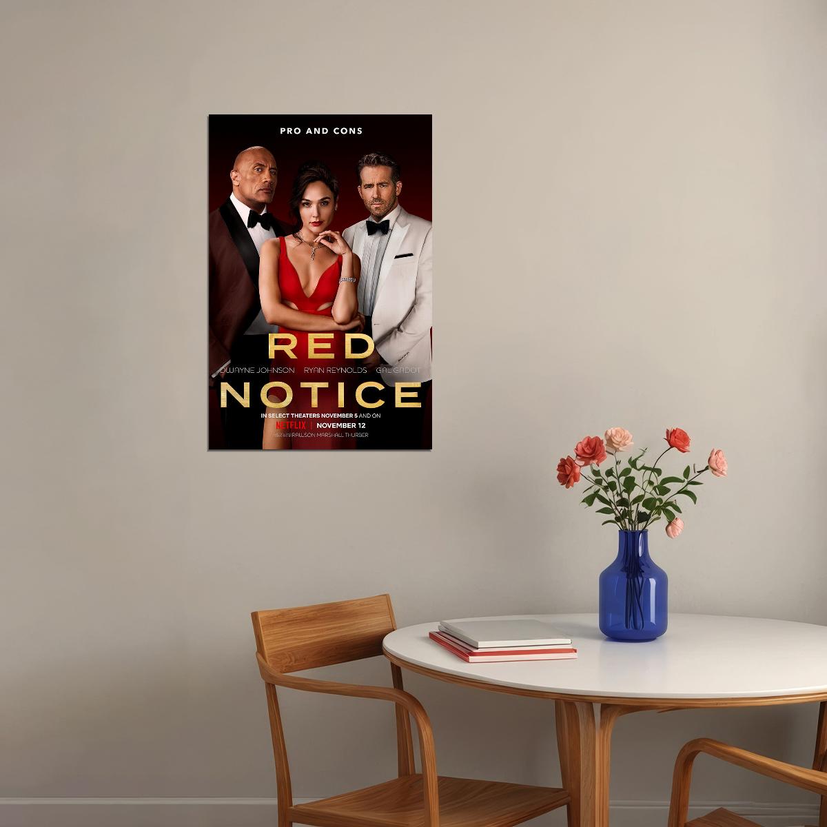 Red Notice Movie Action Adventure Thriller Poster Wall Art Print Home Wall Decor - xonomax
