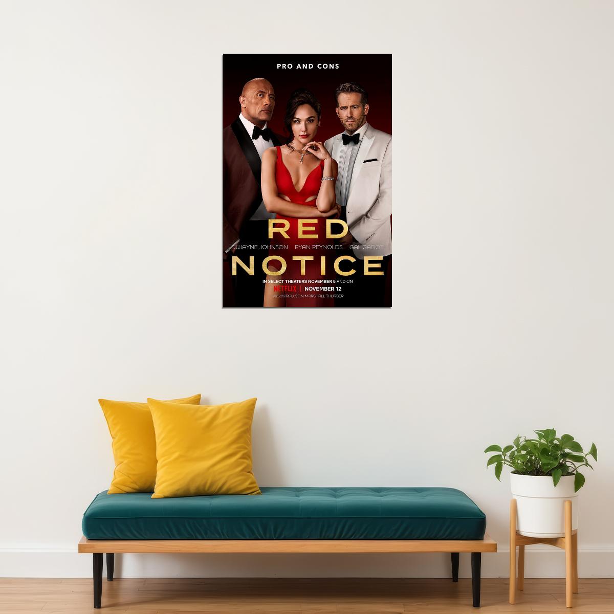 Red Notice Movie Action Adventure Thriller Poster Wall Art Print Home Wall Decor - xonomax