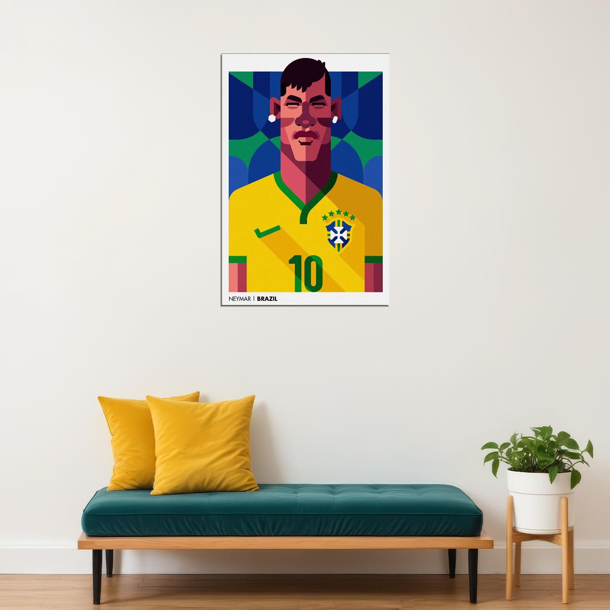 Neymar Brazilian Footballer Cartoon Sports Poster Wall Art Print Home Wall Decor - xonomax