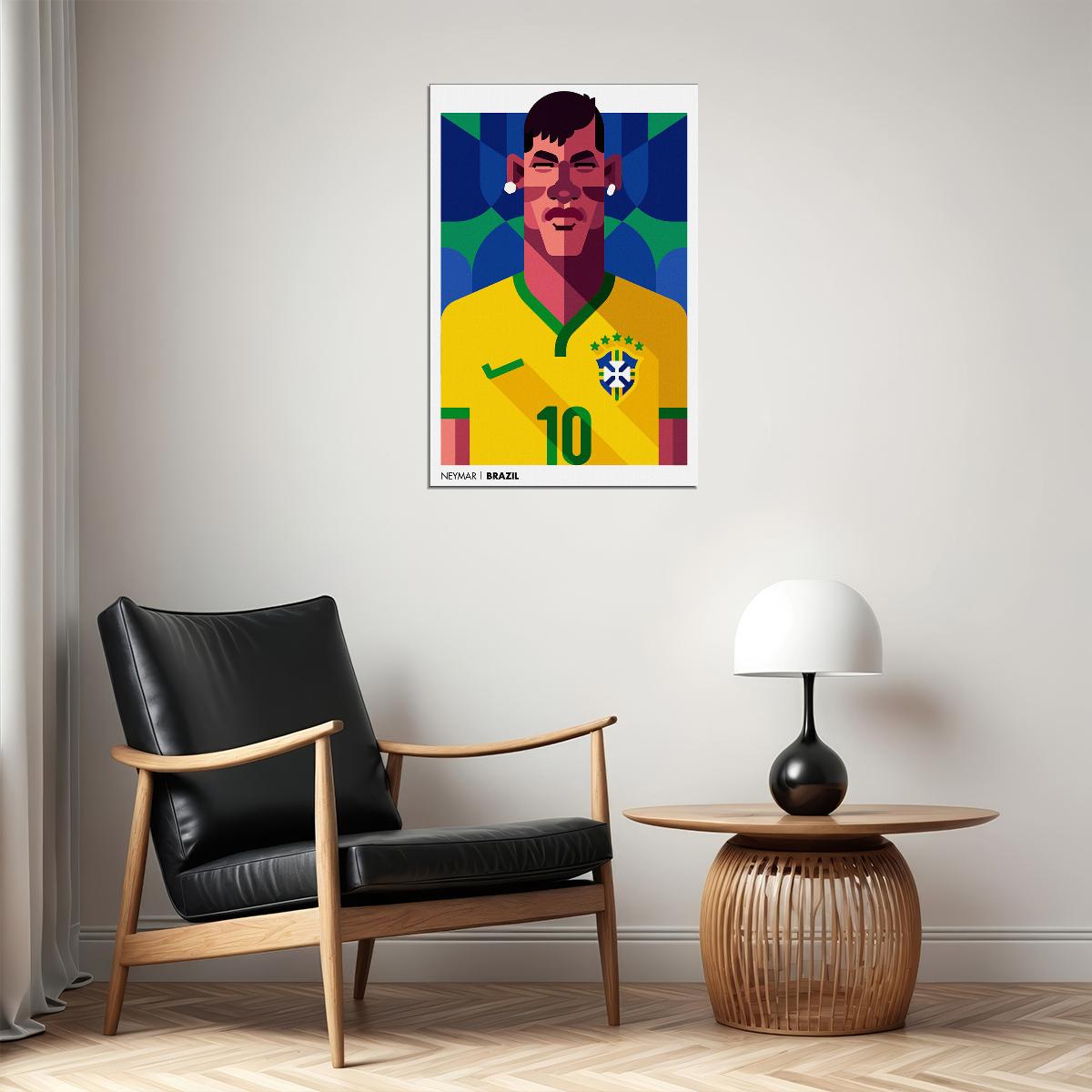 Neymar Brazilian Footballer Cartoon Sports Poster Wall Art Print Home Wall Decor - xonomax