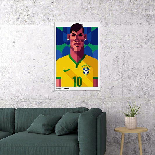 Neymar Brazilian Footballer Cartoon Sports Poster Wall Art Print Home Wall Decor - xonomax