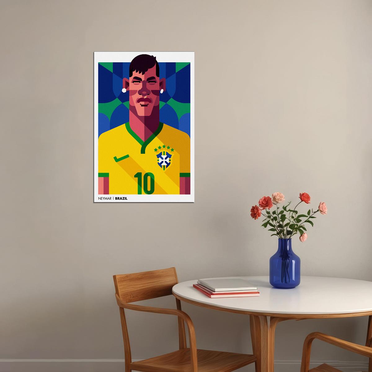 Neymar Brazilian Footballer Cartoon Sports Poster Wall Art Print Home Wall Decor - xonomax