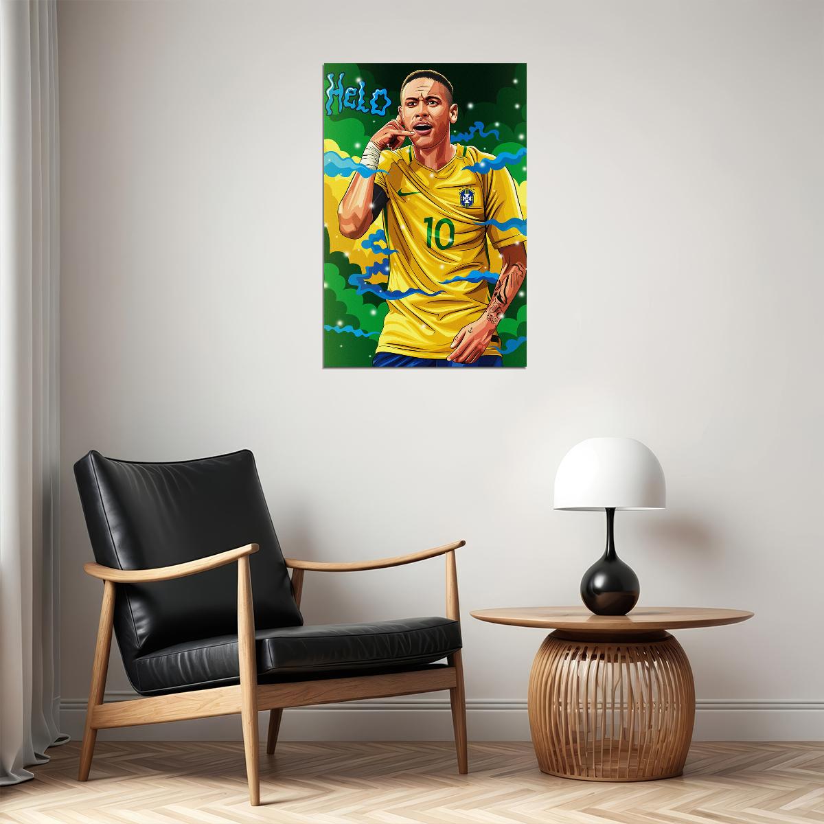 Neymar Football Player Cartoon Sports Poster Wall Art Print Home Wall Decor - xonomax