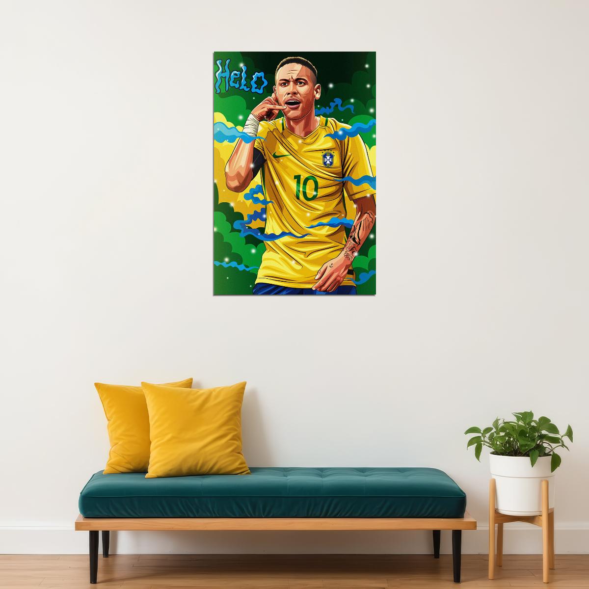 Neymar Football Player Cartoon Sports Poster Wall Art Print Home Wall Decor - xonomax