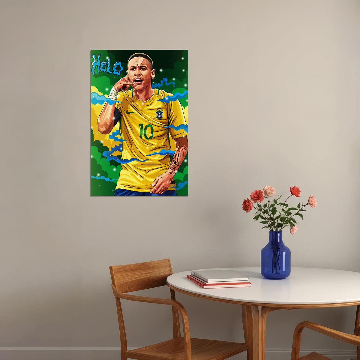 Neymar Football Player Cartoon Sports Poster Wall Art Print Home Wall Decor - xonomax