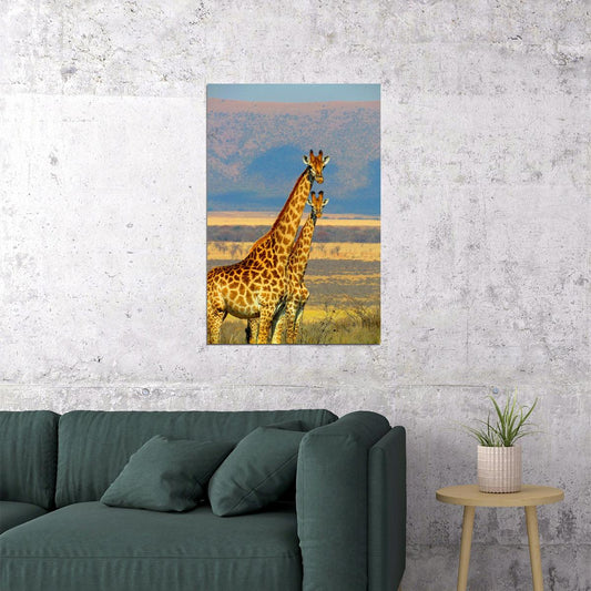 African Giraffes Lover Landscape Animals Poster Wall Art Print Home Wall Decor - xonomax