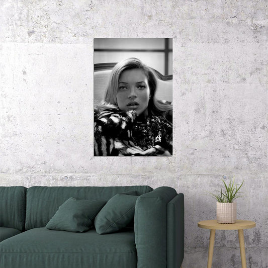 Kate Moss Super Model Beautiful Artist Black White Poster Wall Art Print Home Wall Decor - xonomax