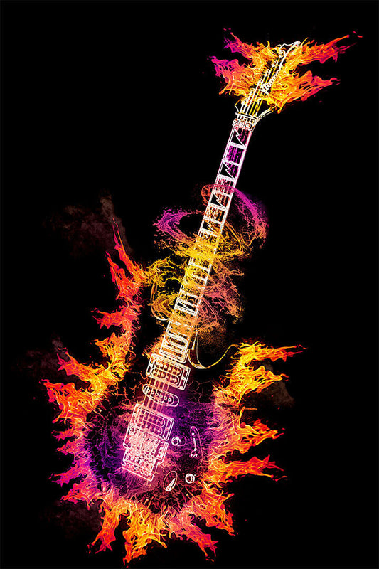 Electric Guitar Instrument Lights Poster Wall Art Print Home Wall Decor - xonomax