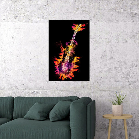 Electric Guitar Instrument Lights Poster Wall Art Print Home Wall Decor - xonomax