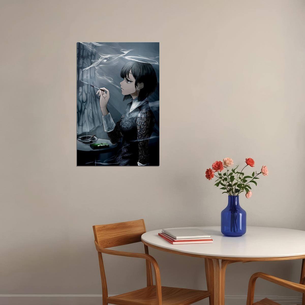 Smoking Beautiful Girl Black And White Poster Wall Art Print Home Wall Decor - xonomax