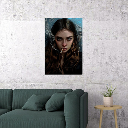 Smoking Beautiful Girl Cartoon Poster Wall Art Print Home Wall Decor - xonomax