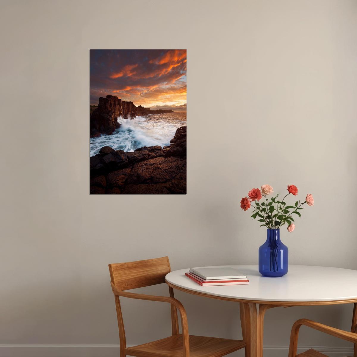 Nordic Seascape Mountain View Sunrise Photo Poster Wall Art Print Home Wall Decor - xonomax