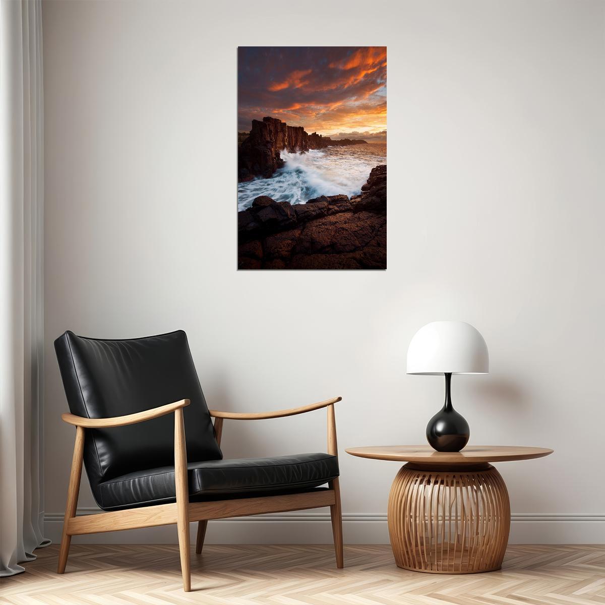 Nordic Seascape Mountain View Sunrise Photo Poster Wall Art Print Home Wall Decor - xonomax
