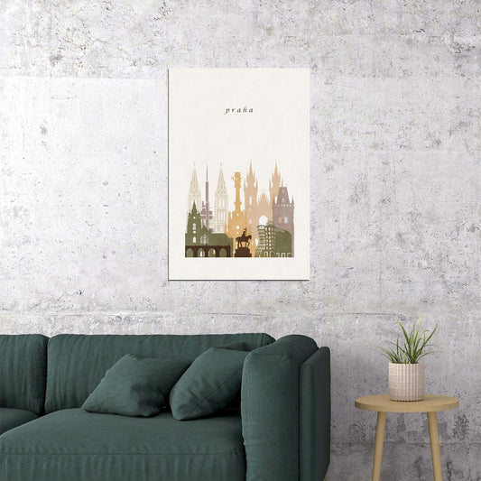Prague Minimalist Travel Landscape City Poster Wall Art Print Home Wall Decor - xonomax