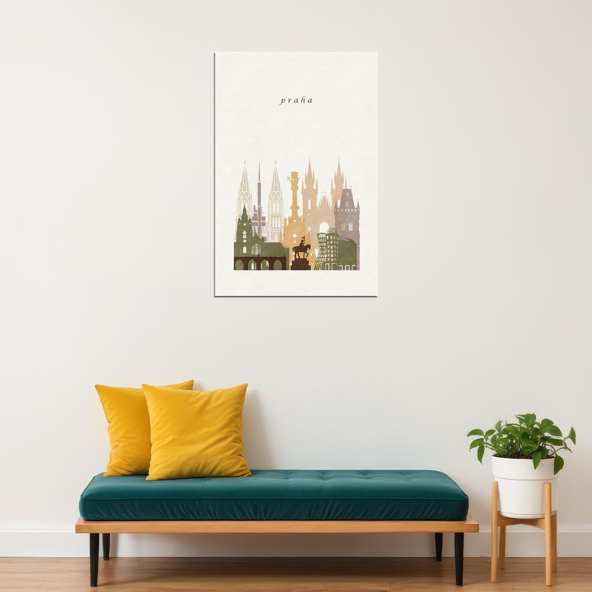 Prague Minimalist Travel Landscape City Poster Wall Art Print Home Wall Decor - xonomax