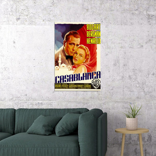 Casablanca Movie Dram Romance Vintage War Film Poster Wall Art Print Home Wall Decor - xonomax