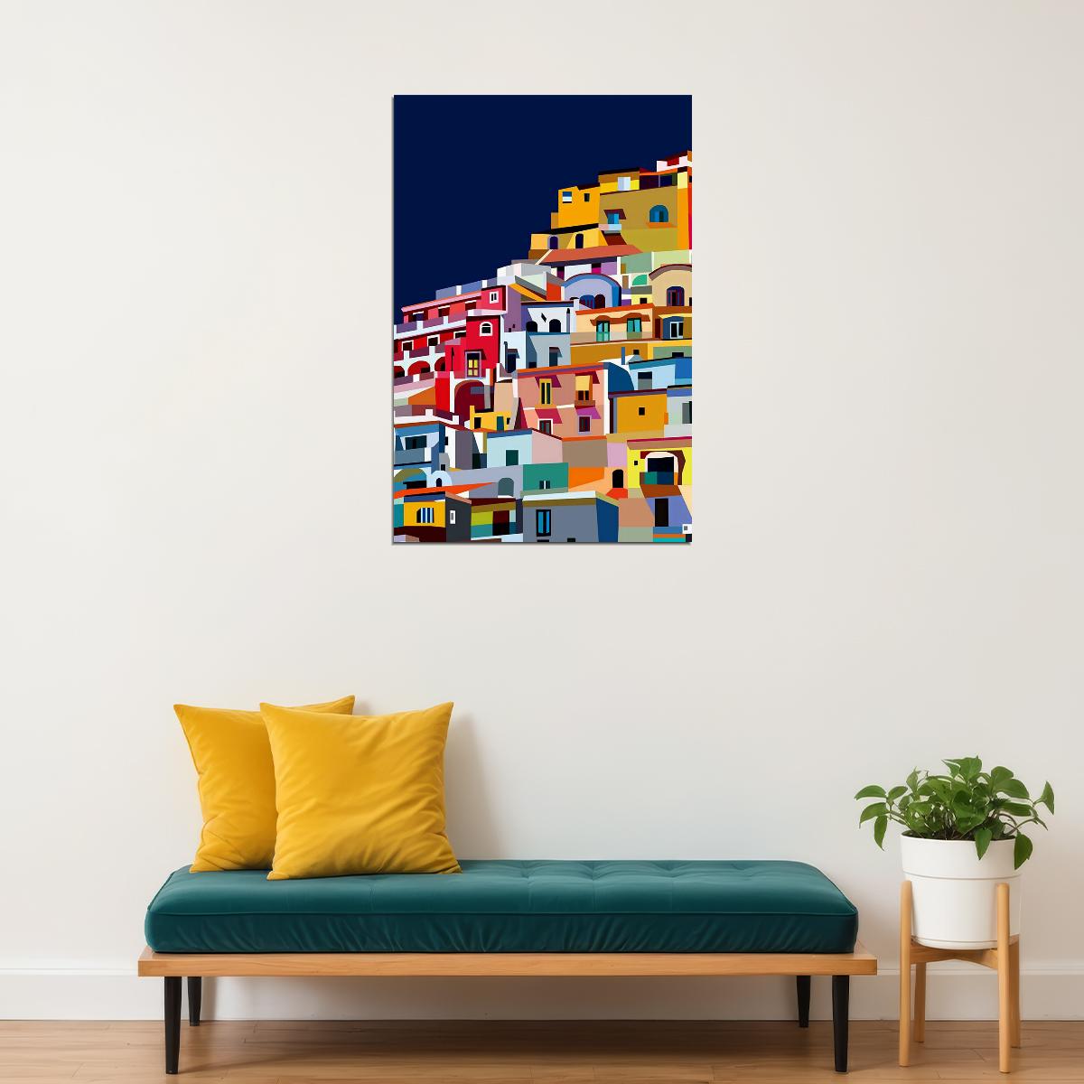 Positano Italy Amalfi Coast Colorful City Poster Wall Art Print Home Wall Decor - xonomax