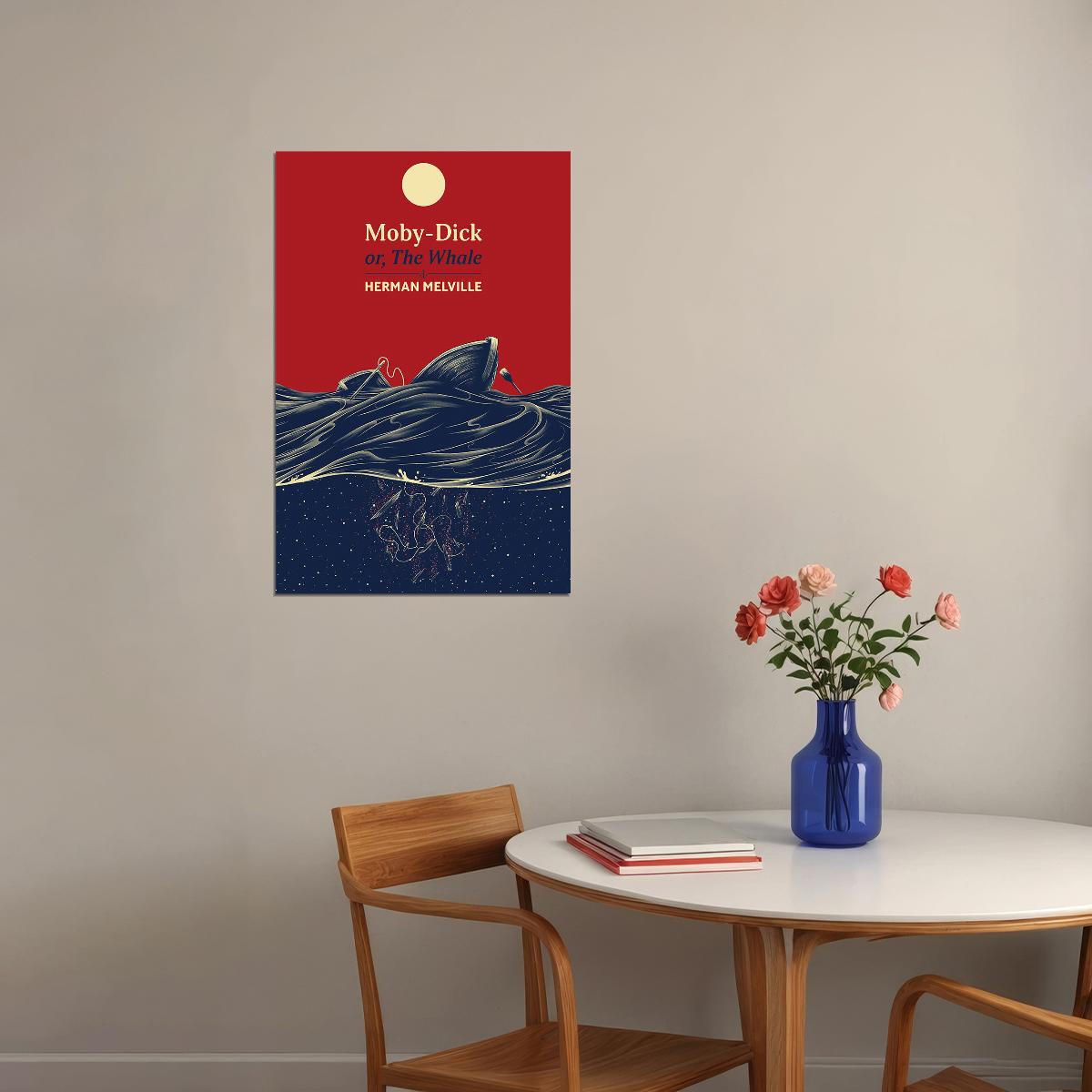 Moby Dick Herman Melville Illustration Poster Wall Art Print Home Wall Decor - xonomax