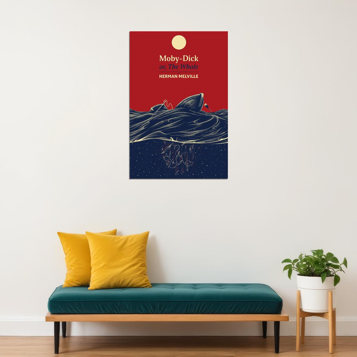 Moby Dick Herman Melville Illustration Poster Wall Art Print Home Wall Decor - xonomax