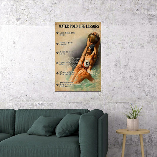 Water Polo Life Lessons Team Sport Poster Wall Art Print Home Wall Decor - xonomax