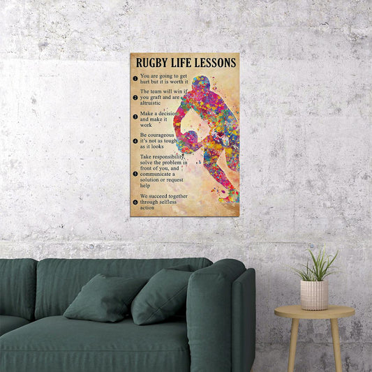 Rugby Life Lessons Sport Excitement Poster Wall Art Print Home Wall Decor - xonomax