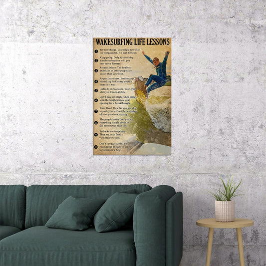Wakesurfing Life Lessons Sport Water Poster Wall Art Print Home Wall Decor - xonomax
