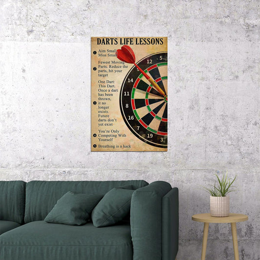 Darts Life Lessons Target Games Poster Wall Art Print Home Wall Decor - xonomax
