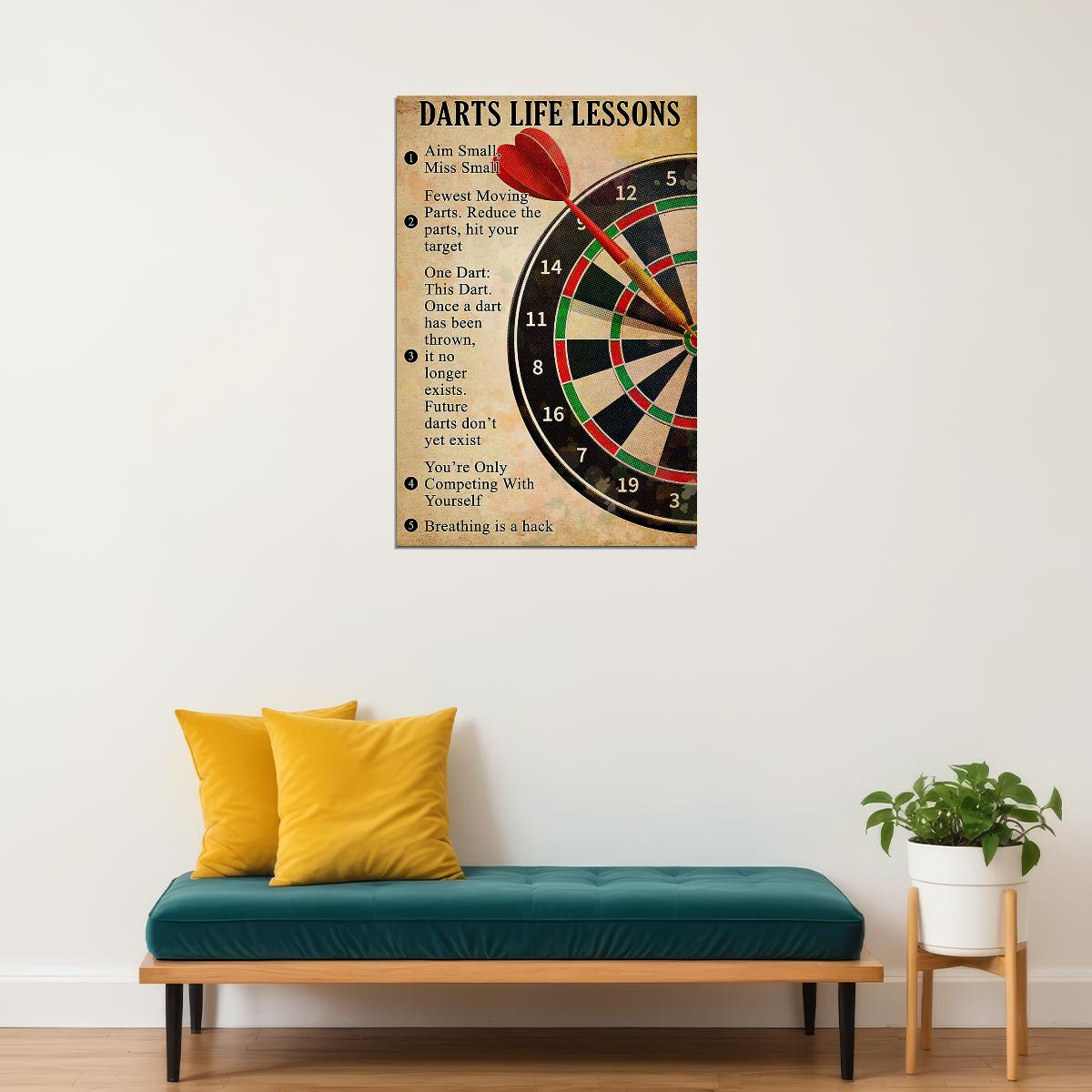 Darts Life Lessons Target Games Poster Wall Art Print Home Wall Decor - xonomax