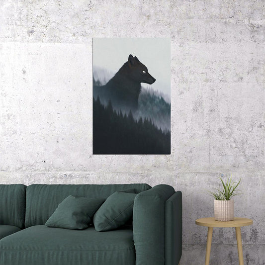 Forest Wolf Cutout Dark Nature Poster Wall Art Print Home Wall Decor - xonomax