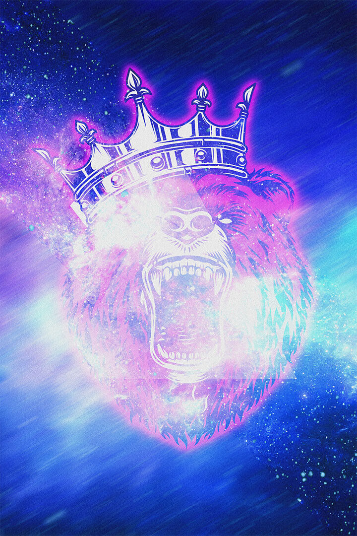 Galaxy Bear Cutout Colorful Background Poster Wall Art Print Home Wall Decor - xonomax