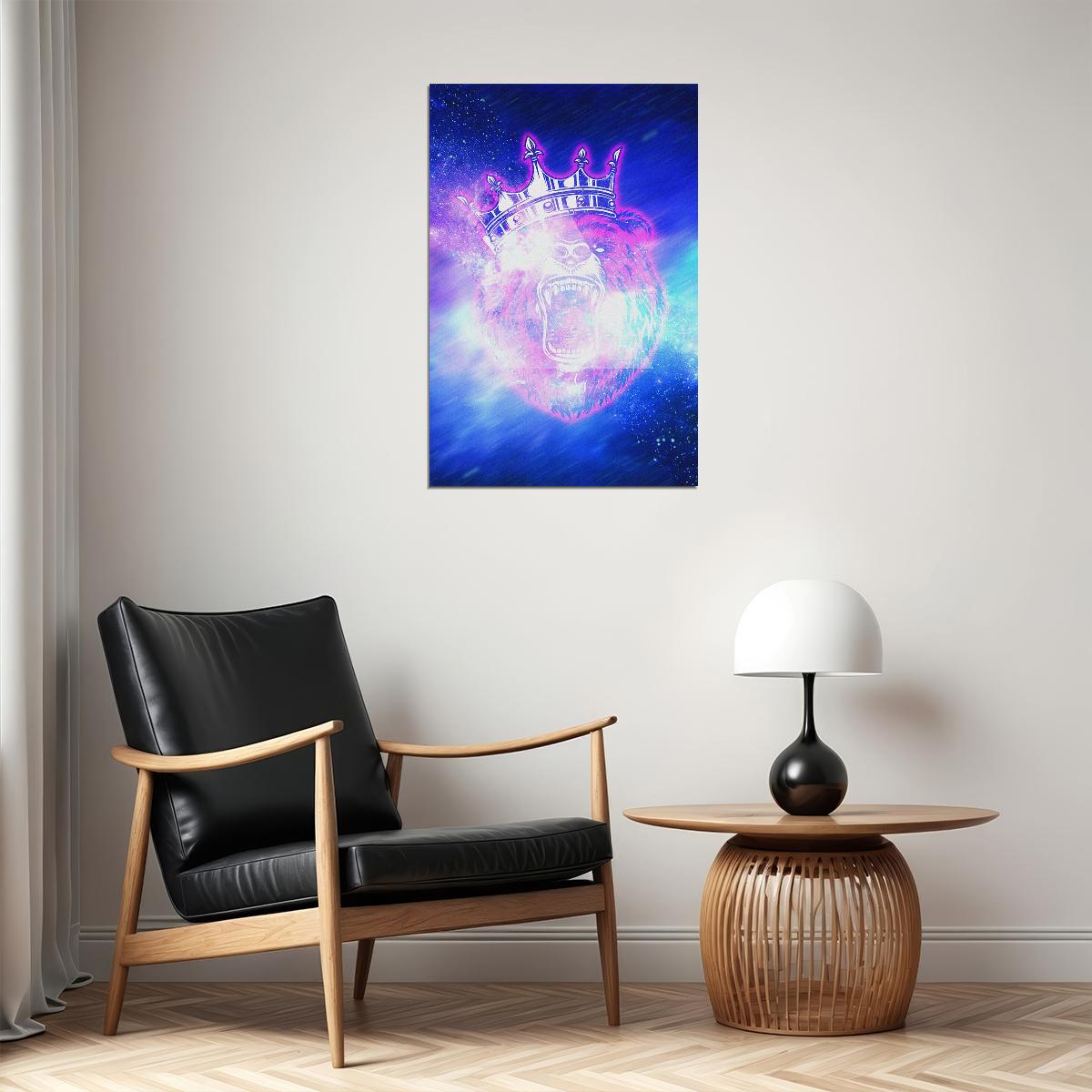 Galaxy Bear Cutout Colorful Background Poster Wall Art Print Home Wall Decor - xonomax